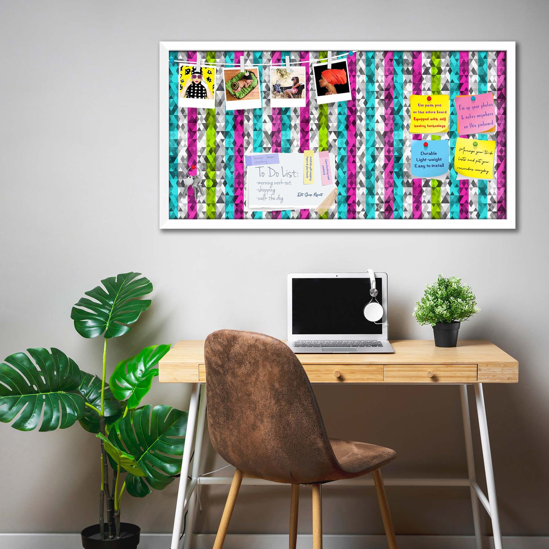 Color Triangles Bulletin Board Notice Pin Board Soft Board | Framed