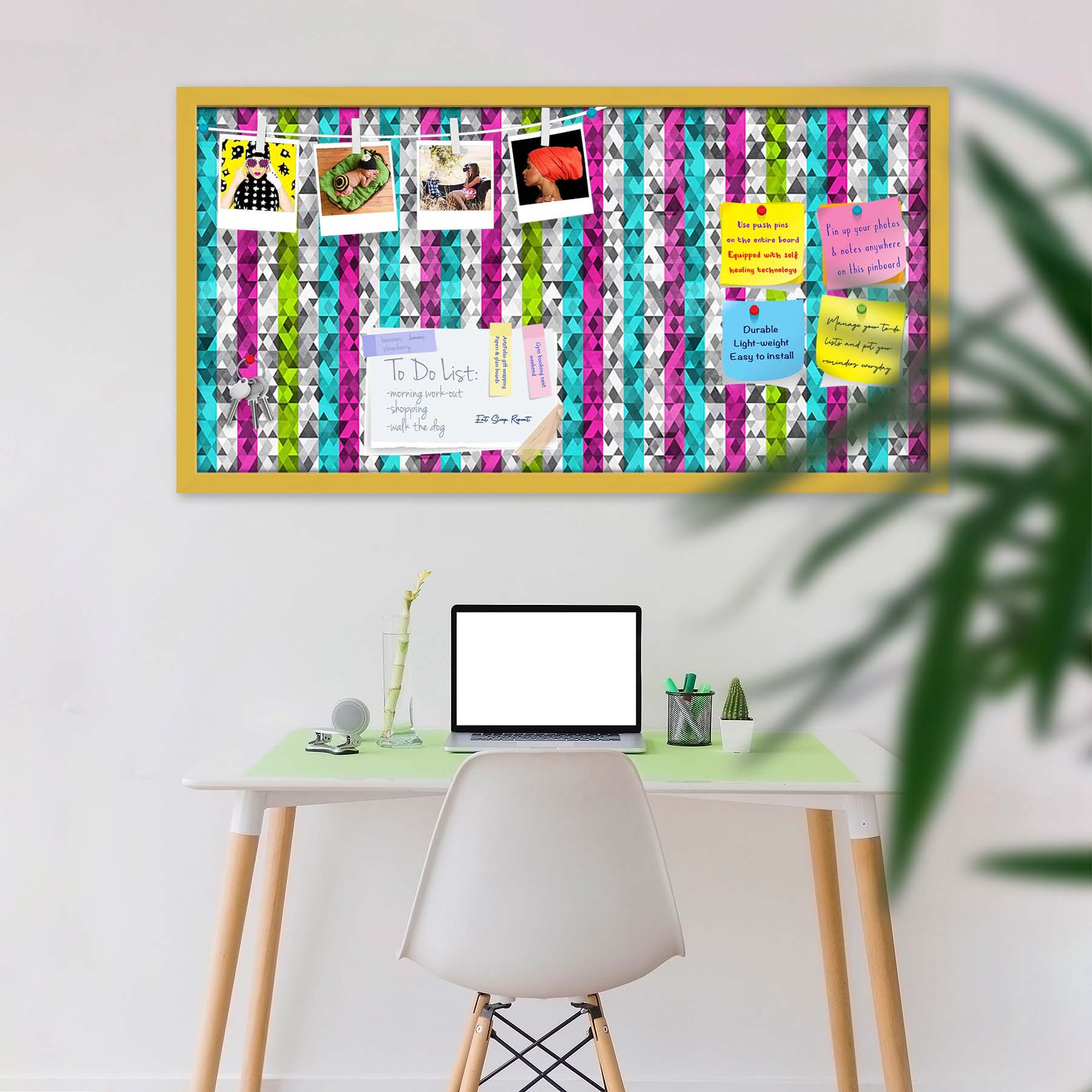 Color Triangles Bulletin Board Notice Pin Board Soft Board | Framed