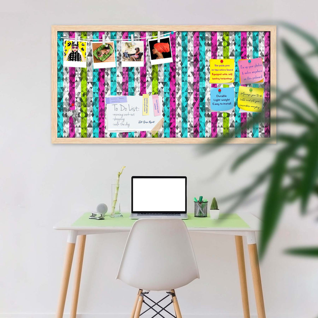 Color Triangles Bulletin Board Notice Pin Board Soft Board | Framed