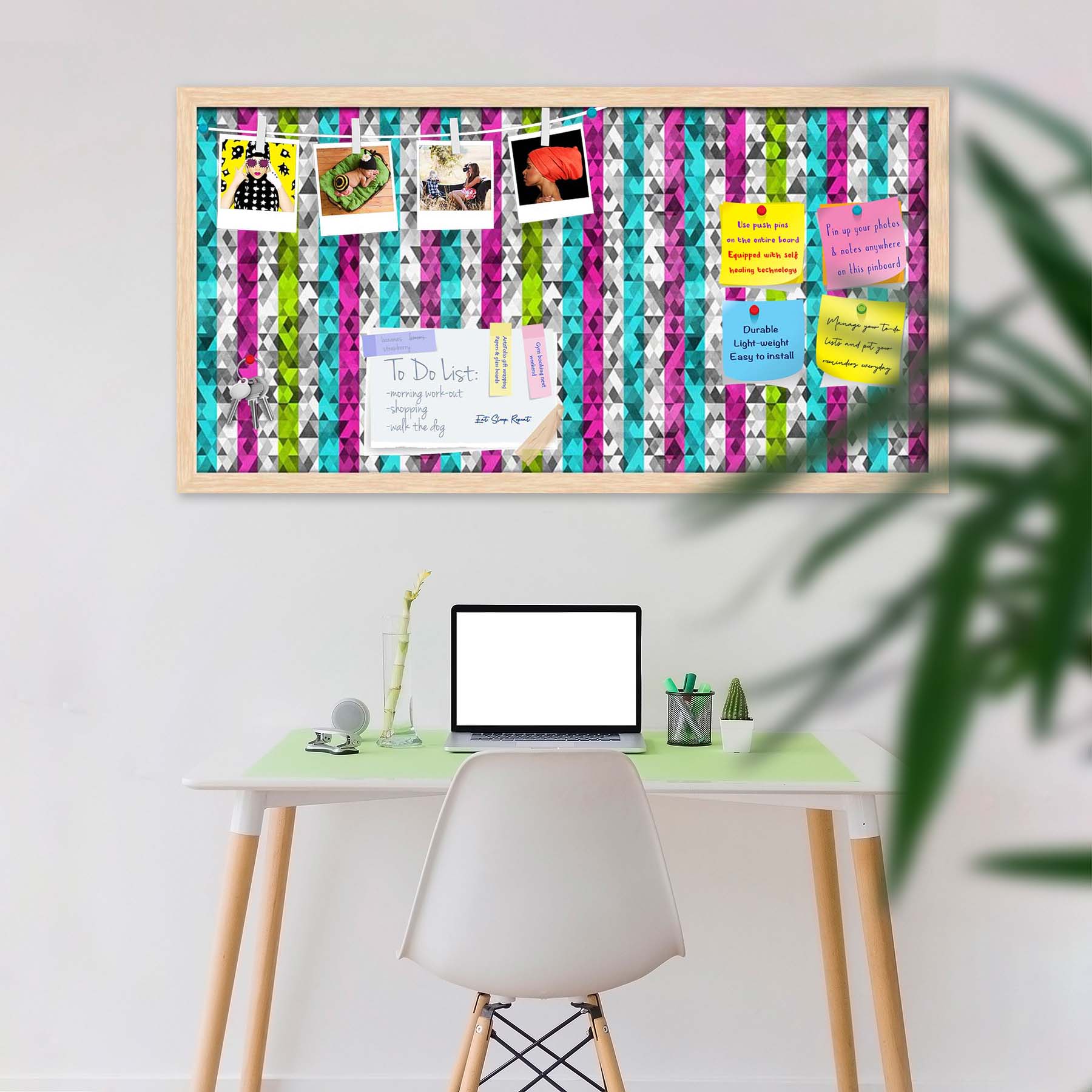Color Triangles Bulletin Board Notice Pin Board Soft Board | Framed