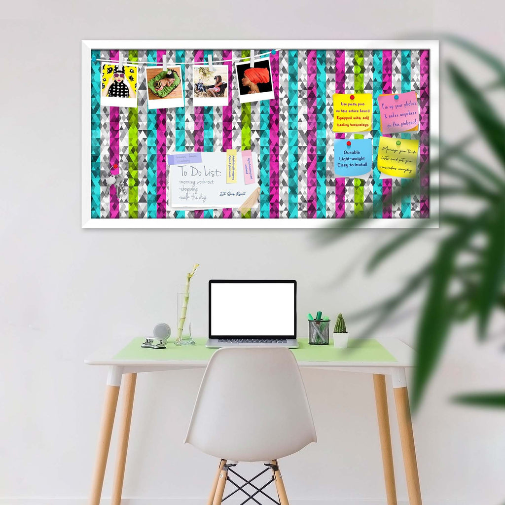 Color Triangles Bulletin Board Notice Pin Board Soft Board | Framed