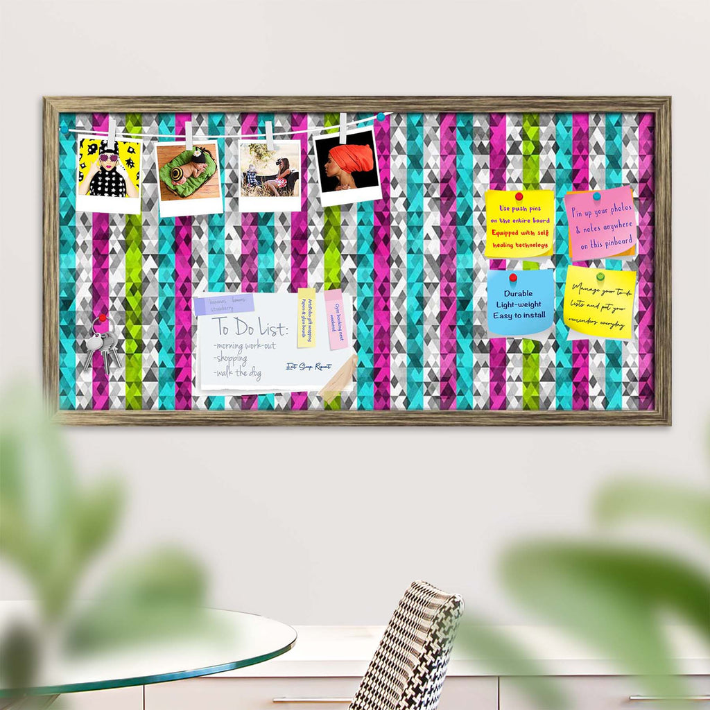 Color Triangles Bulletin Board Notice Pin Board Soft Board | Framed