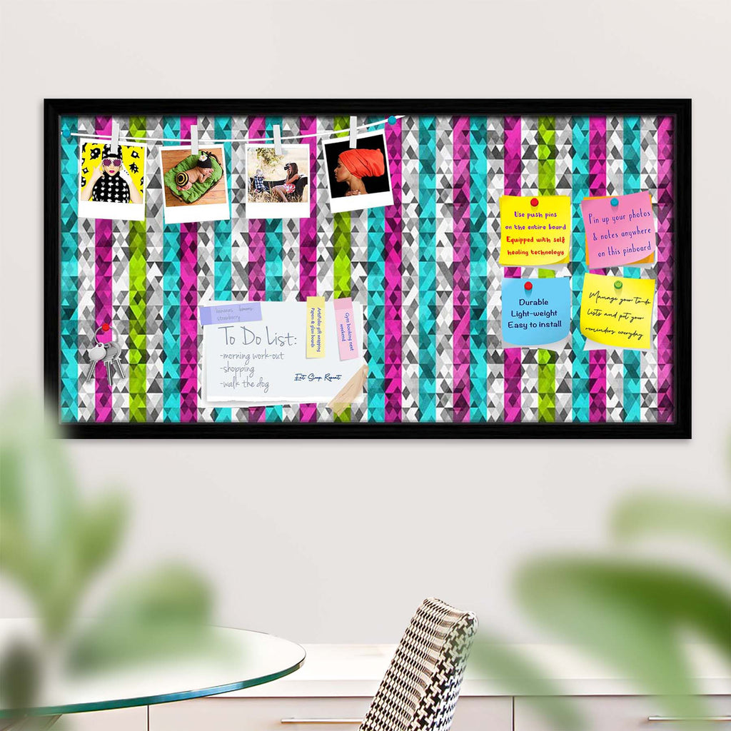 Color Triangles Bulletin Board Notice Pin Board Soft Board | Framed