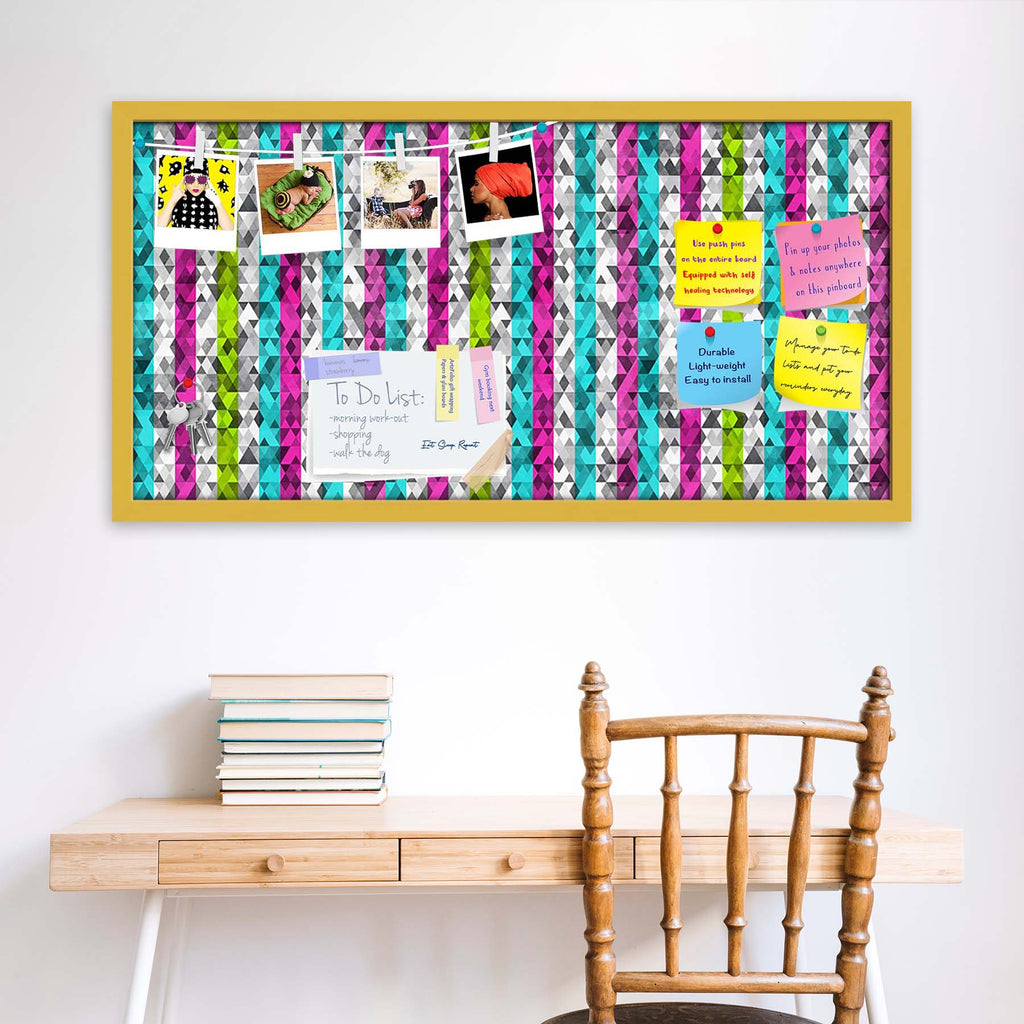 Color Triangles Bulletin Board Notice Pin Board Soft Board | Framed