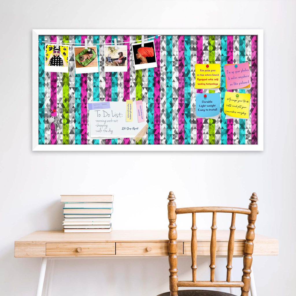 Color Triangles Bulletin Board Notice Pin Board Soft Board | Framed