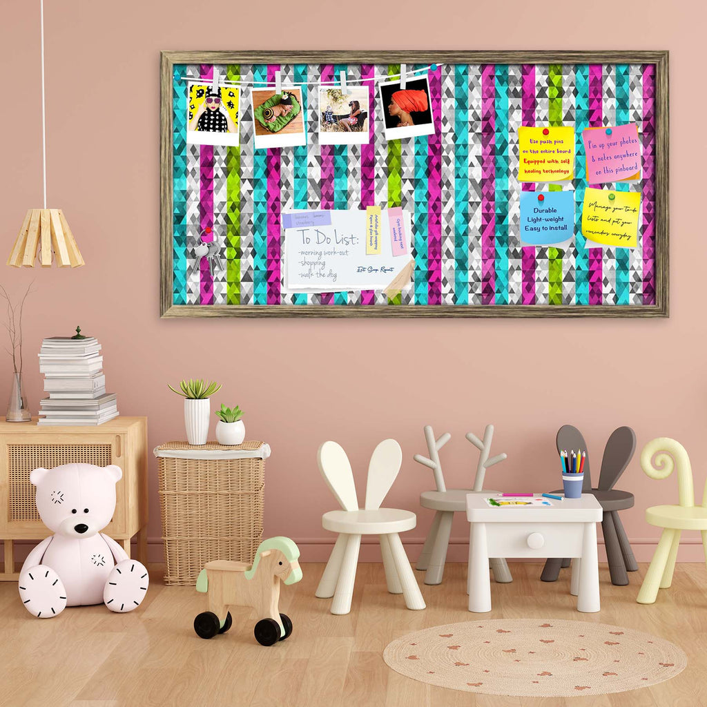 Color Triangles Bulletin Board Notice Pin Board Soft Board | Framed