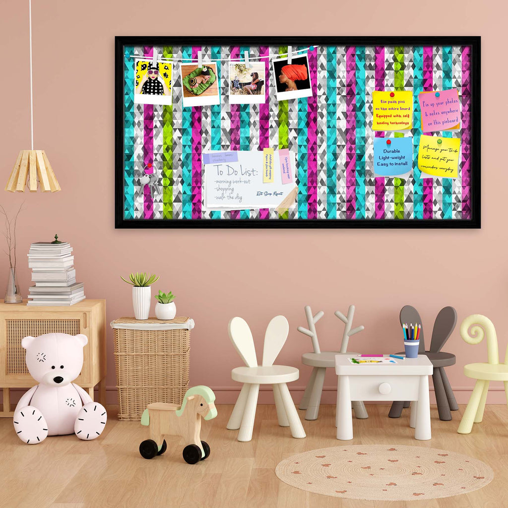 Color Triangles Bulletin Board Notice Pin Board Soft Board | Framed