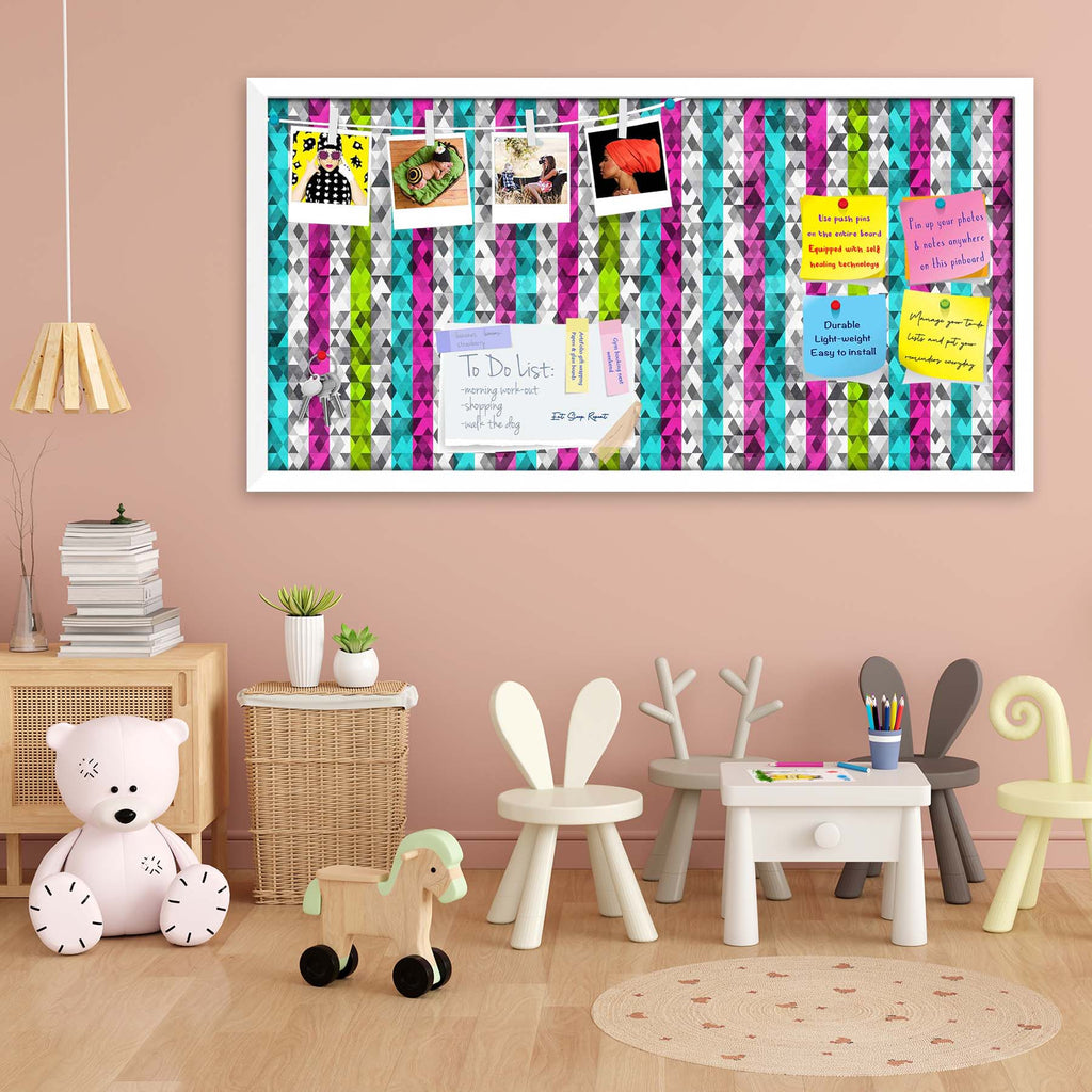 Color Triangles Bulletin Board Notice Pin Board Soft Board | Framed