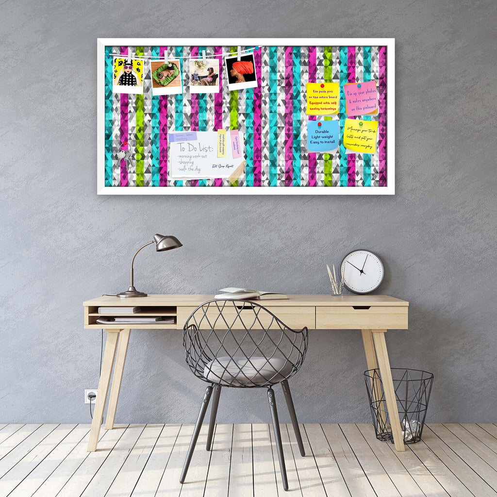 Color Triangles Bulletin Board Notice Pin Board Soft Board | Framed
