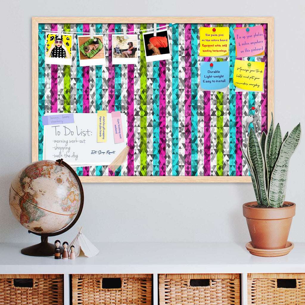 Color Triangles Bulletin Board Notice Pin Board Soft Board | Framed