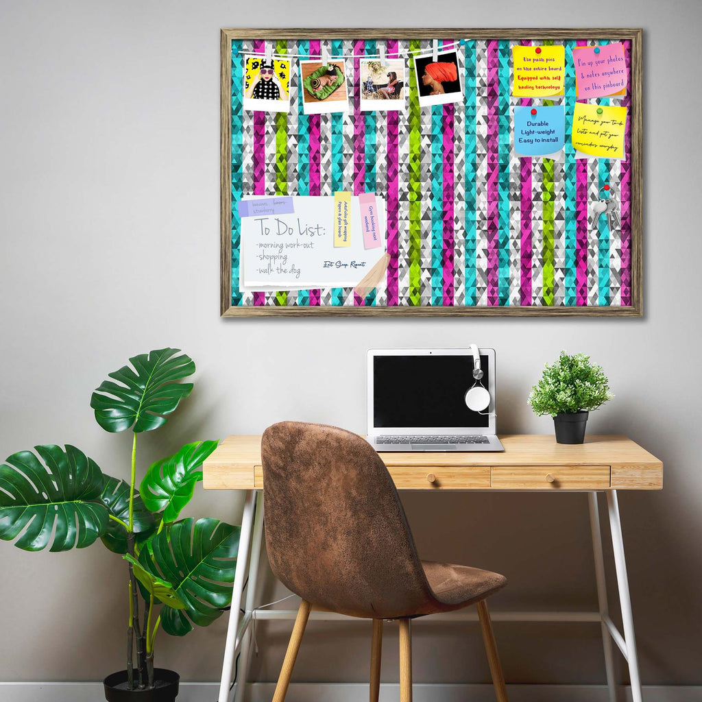 Color Triangles Bulletin Board Notice Pin Board Soft Board | Framed