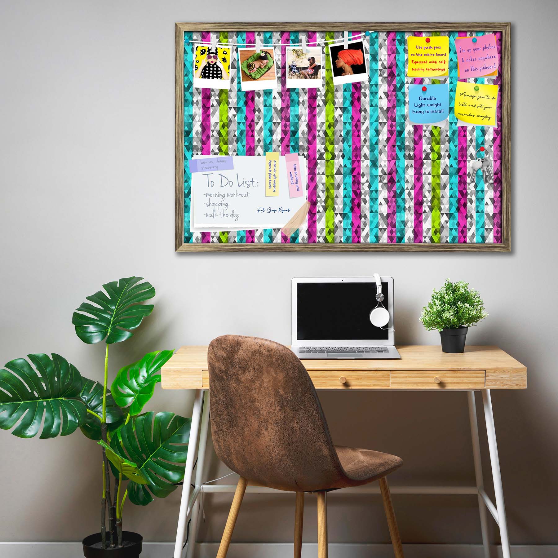 Color Triangles Bulletin Board Notice Pin Board Soft Board | Framed