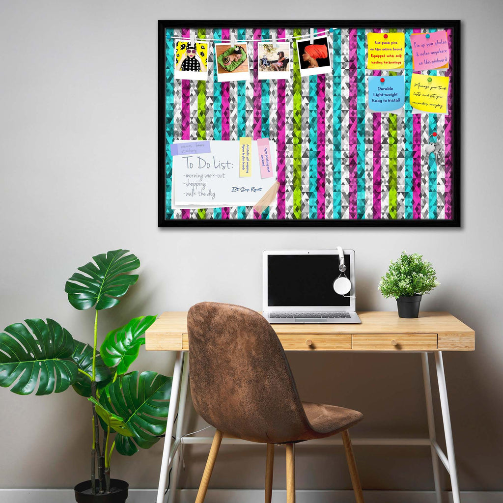 Color Triangles Bulletin Board Notice Pin Board Soft Board | Framed