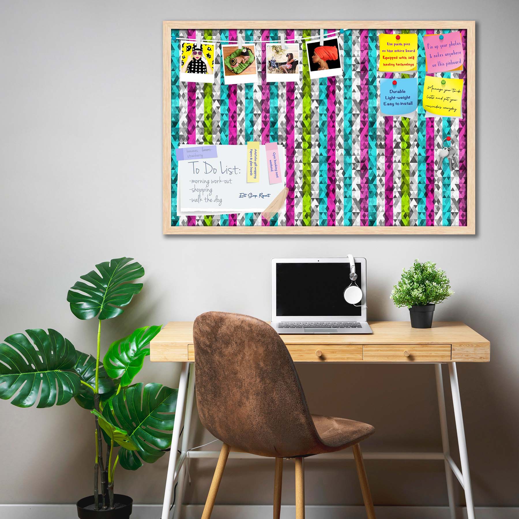 Color Triangles Bulletin Board Notice Pin Board Soft Board | Framed