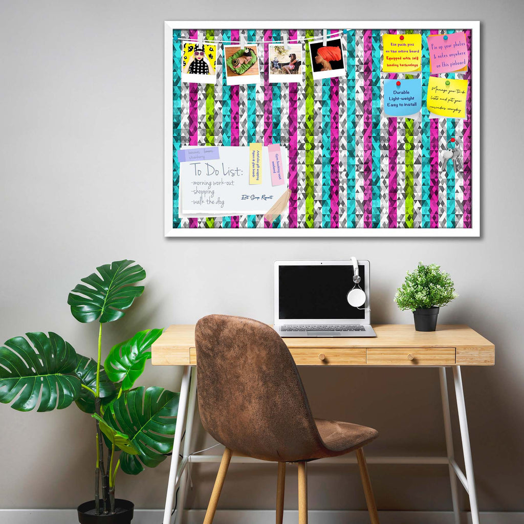 Color Triangles Bulletin Board Notice Pin Board Soft Board | Framed