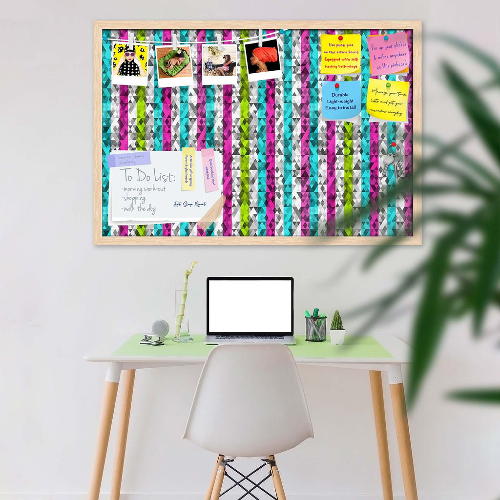 Color Triangles Bulletin Board Notice Pin Board Soft Board | Framed