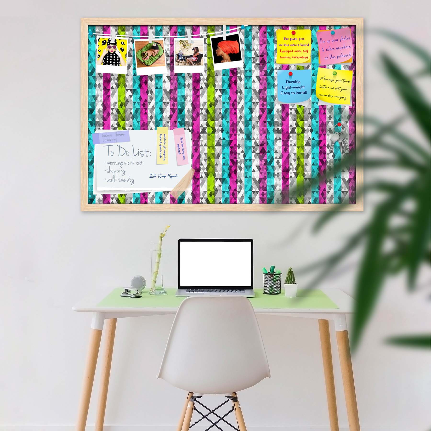 Color Triangles Bulletin Board Notice Pin Board Soft Board | Framed