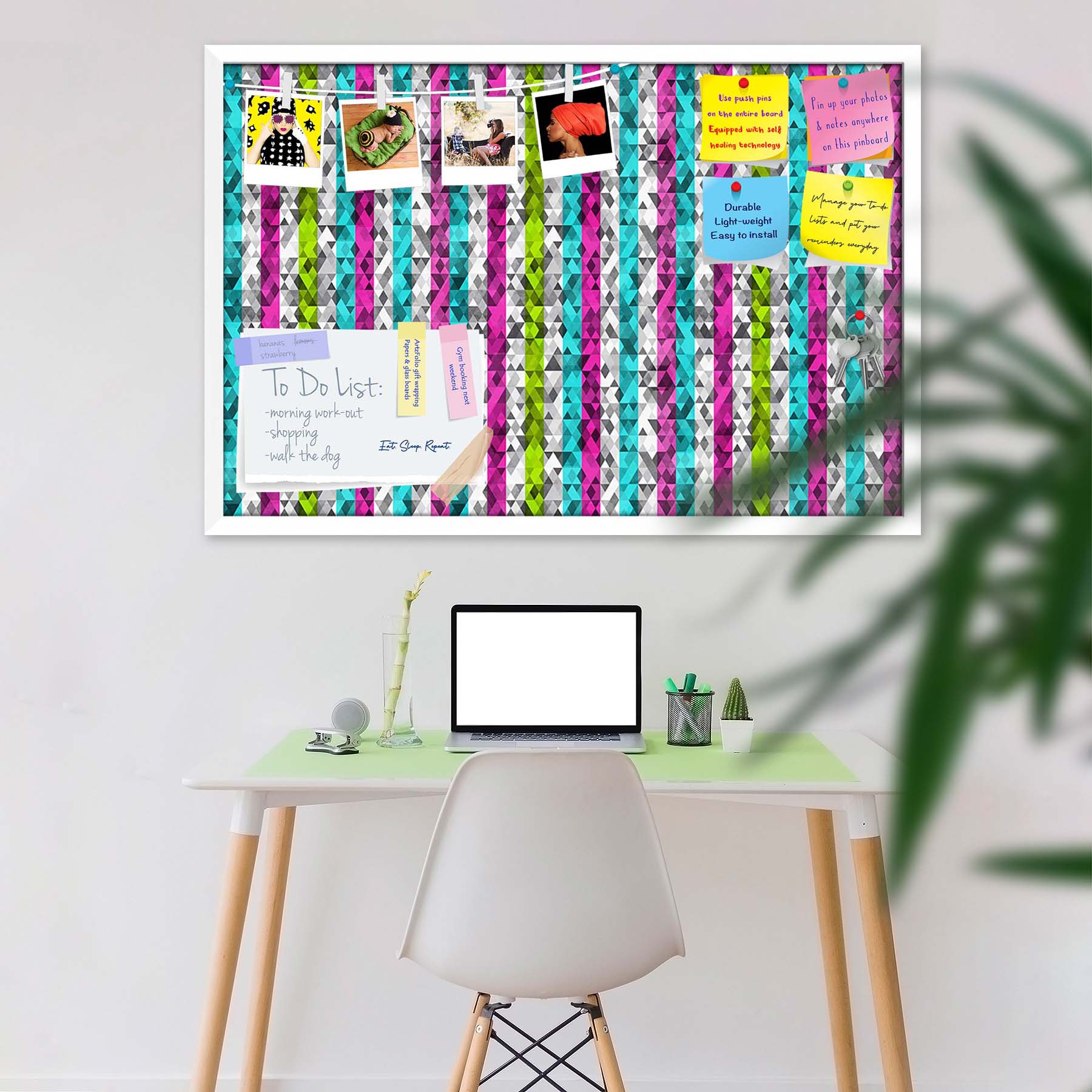 Color Triangles Bulletin Board Notice Pin Board Soft Board | Framed