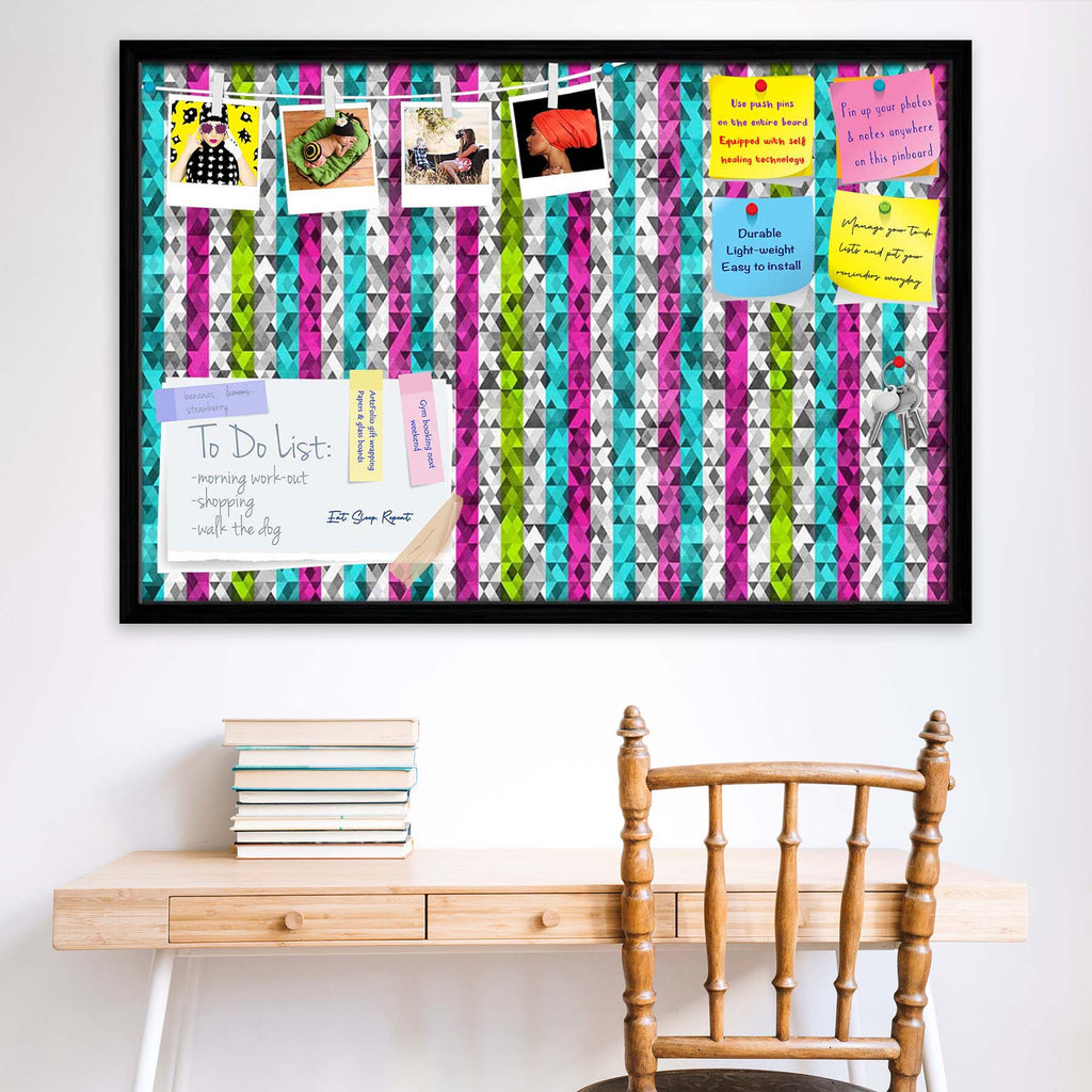 Color Triangles Bulletin Board Notice Pin Board Soft Board | Framed