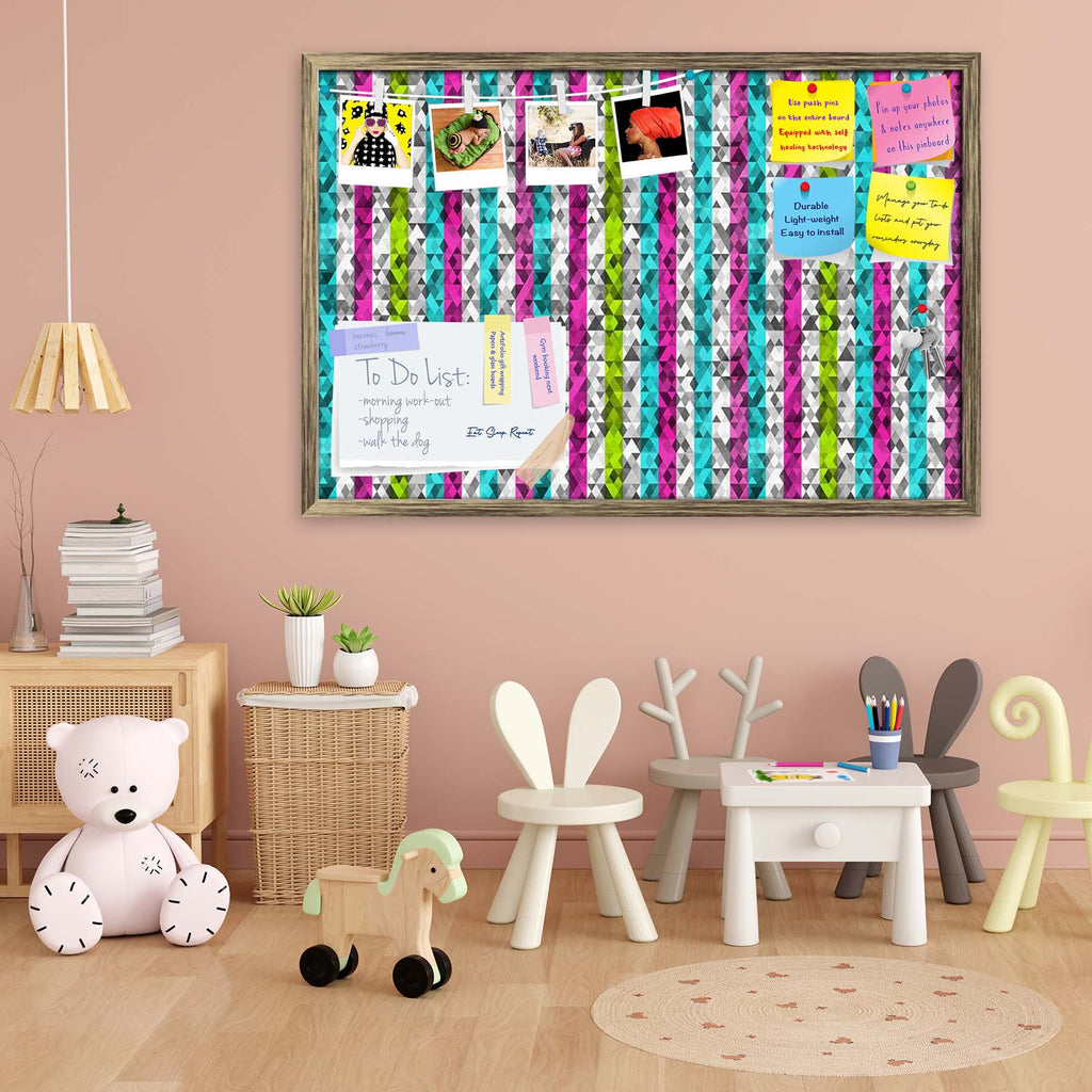 Color Triangles Bulletin Board Notice Pin Board Soft Board | Framed