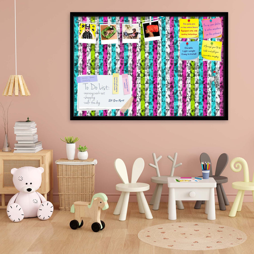 Color Triangles Bulletin Board Notice Pin Board Soft Board | Framed
