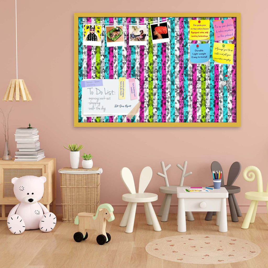 Color Triangles Bulletin Board Notice Pin Board Soft Board | Framed