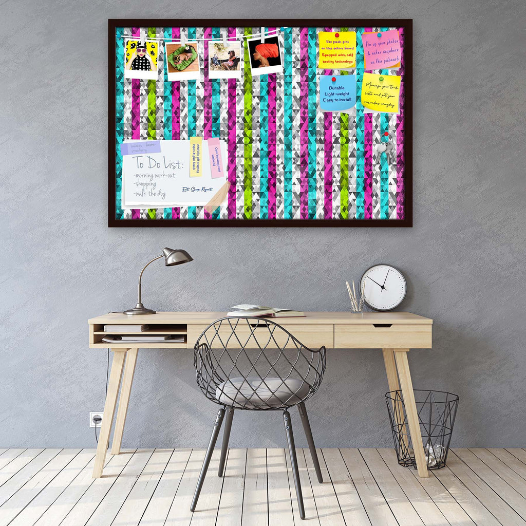 Color Triangles Bulletin Board Notice Pin Board Soft Board | Framed