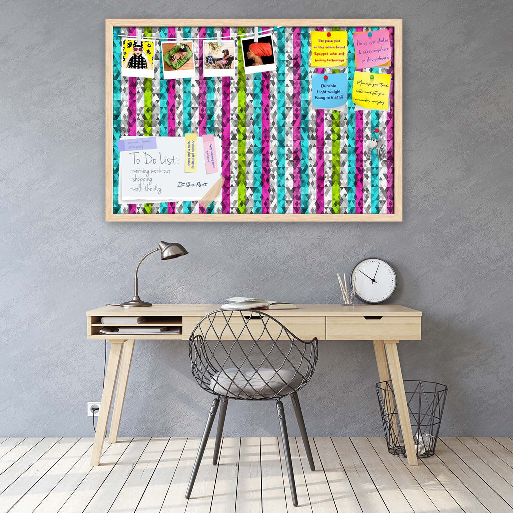 Color Triangles Bulletin Board Notice Pin Board Soft Board | Framed