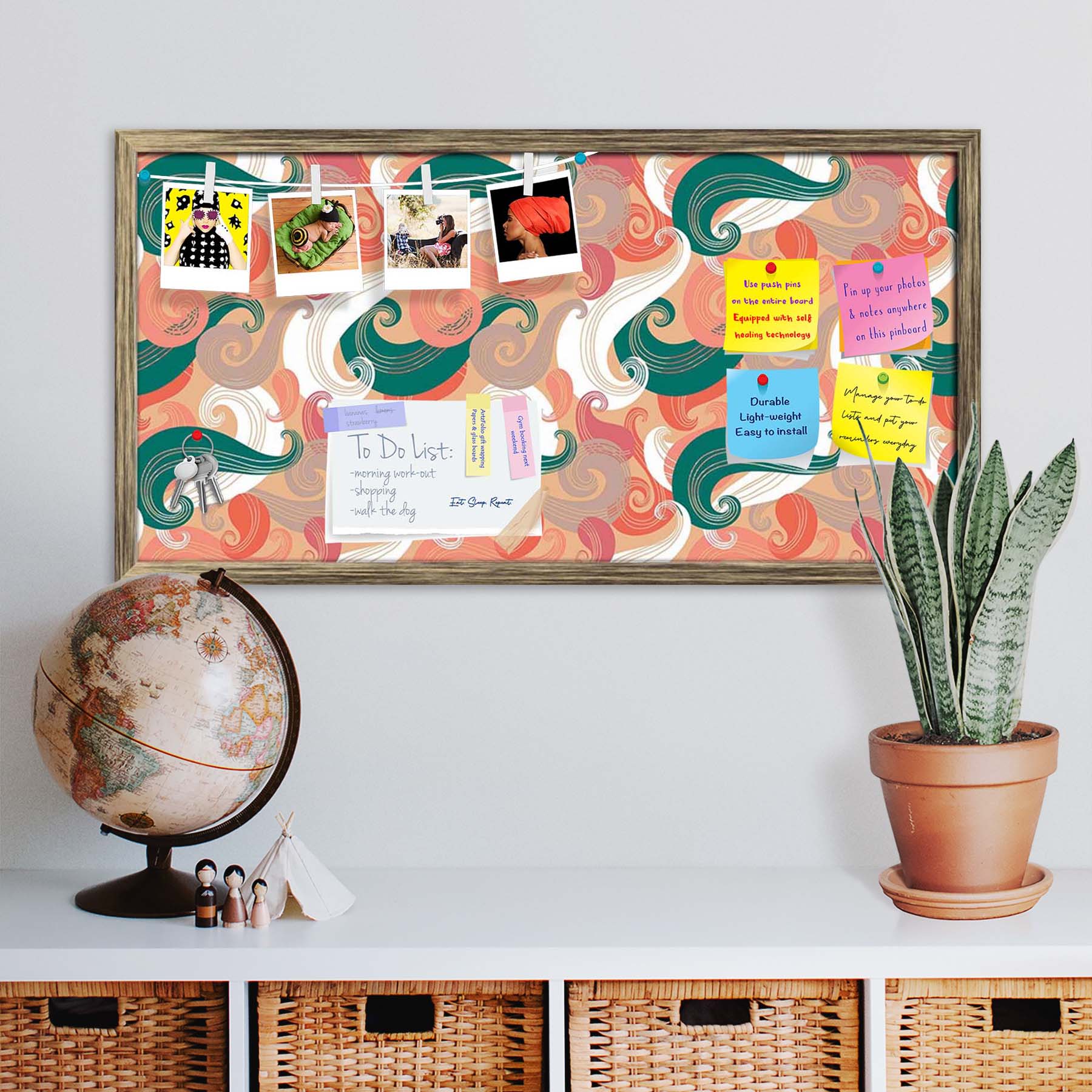 Colorful Wave Bulletin Board Notice Pin Board Soft Board | Framed