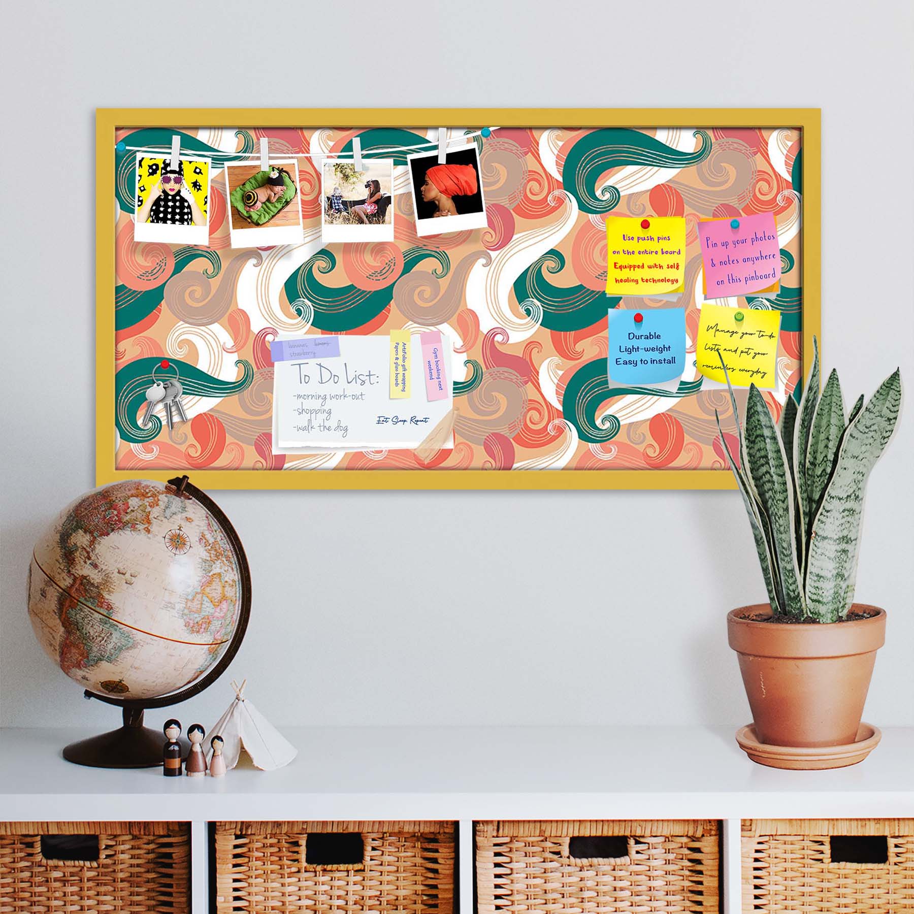 Colorful Wave Bulletin Board Notice Pin Board Soft Board | Framed