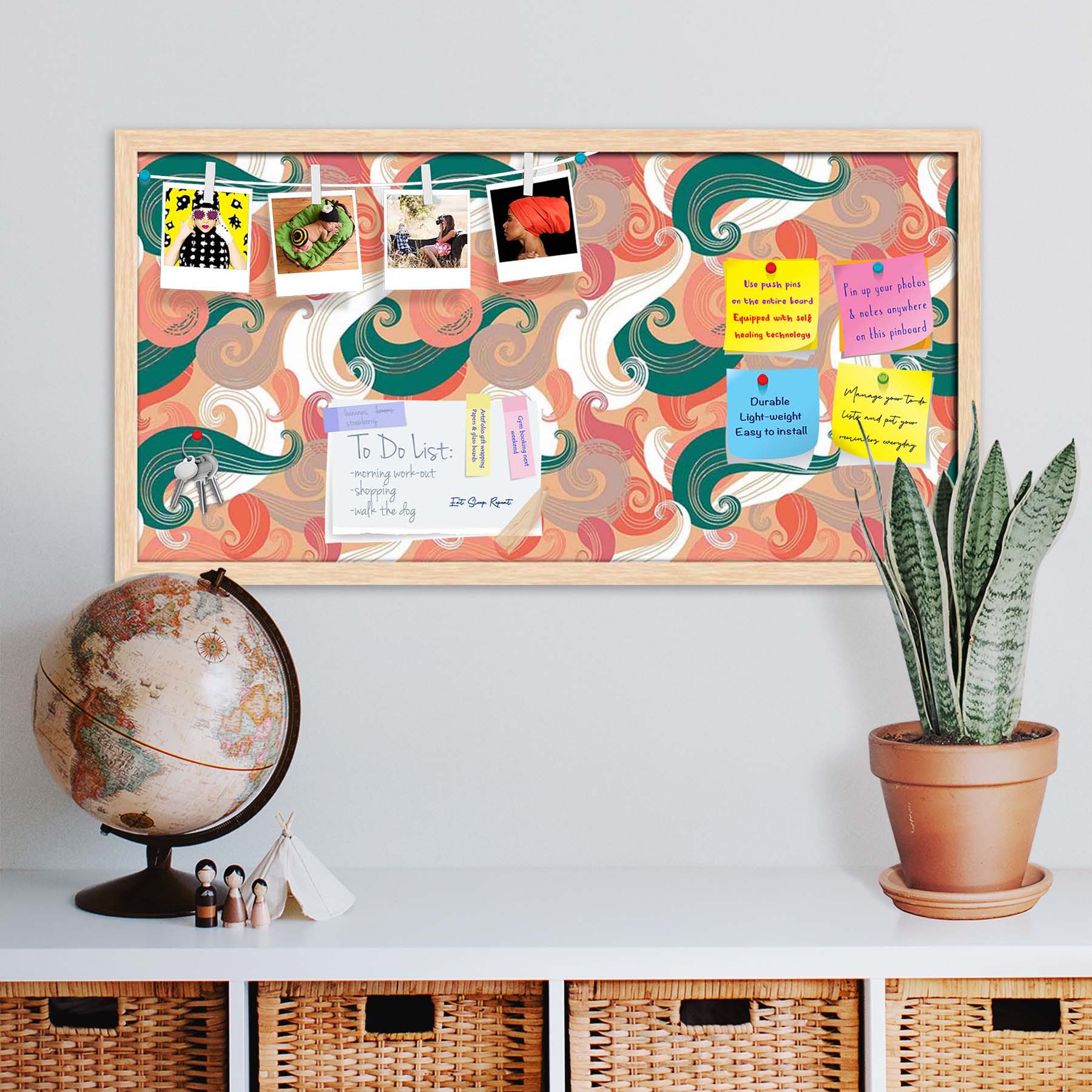 Colorful Wave Bulletin Board Notice Pin Board Soft Board | Framed