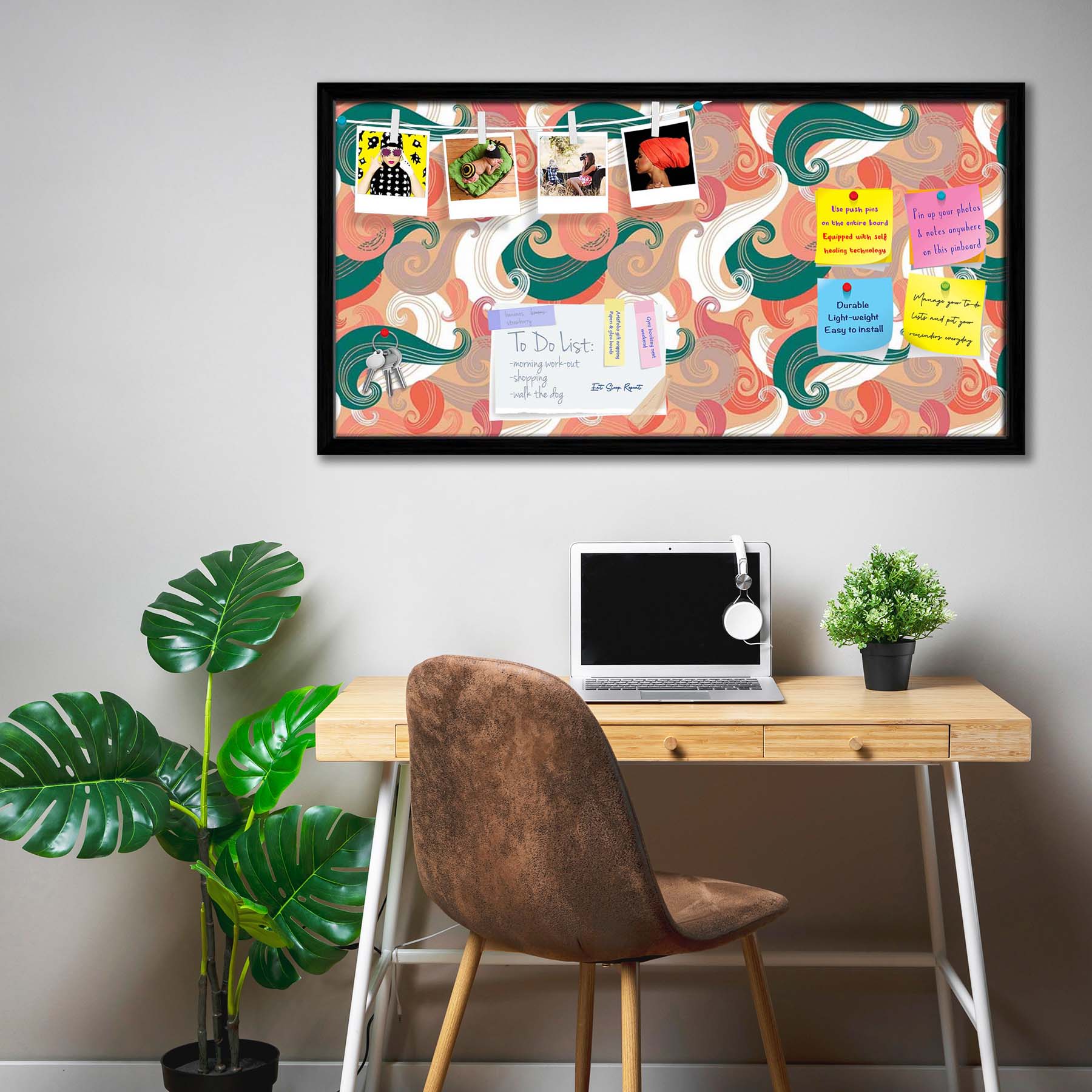 Colorful Wave Bulletin Board Notice Pin Board Soft Board | Framed