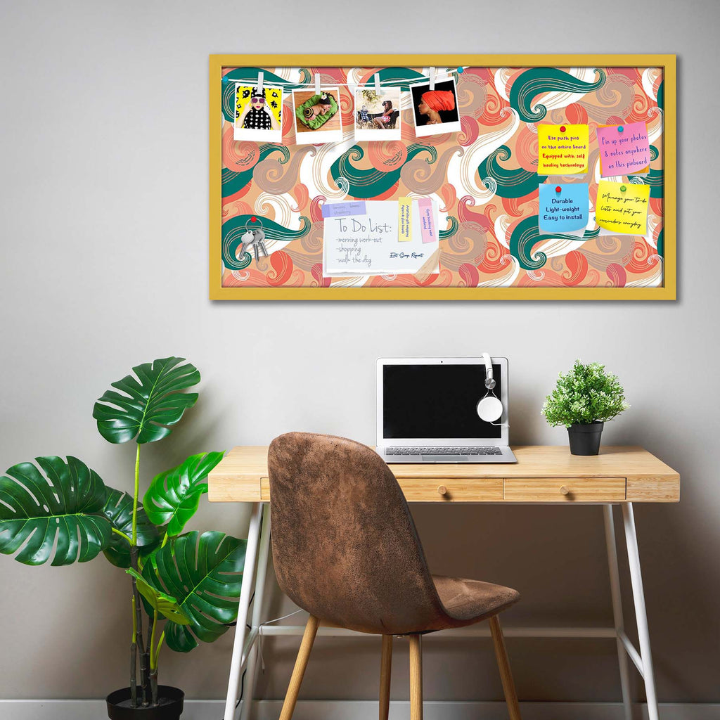 Colorful Wave Bulletin Board Notice Pin Board Soft Board | Framed