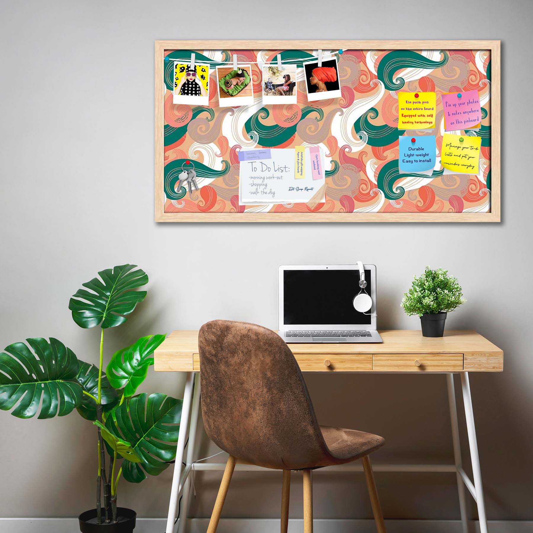 Colorful Wave Bulletin Board Notice Pin Board Soft Board | Framed
