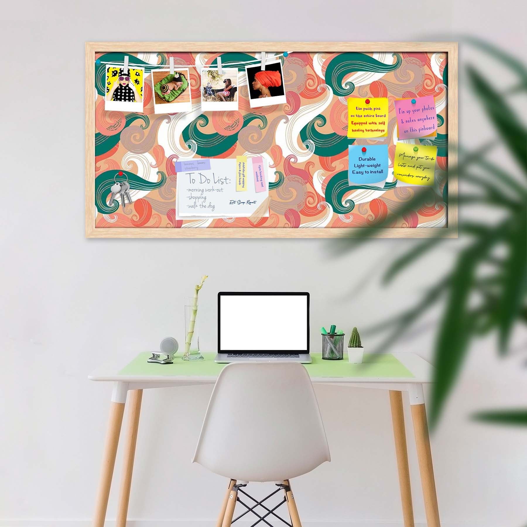 Colorful Wave Bulletin Board Notice Pin Board Soft Board | Framed