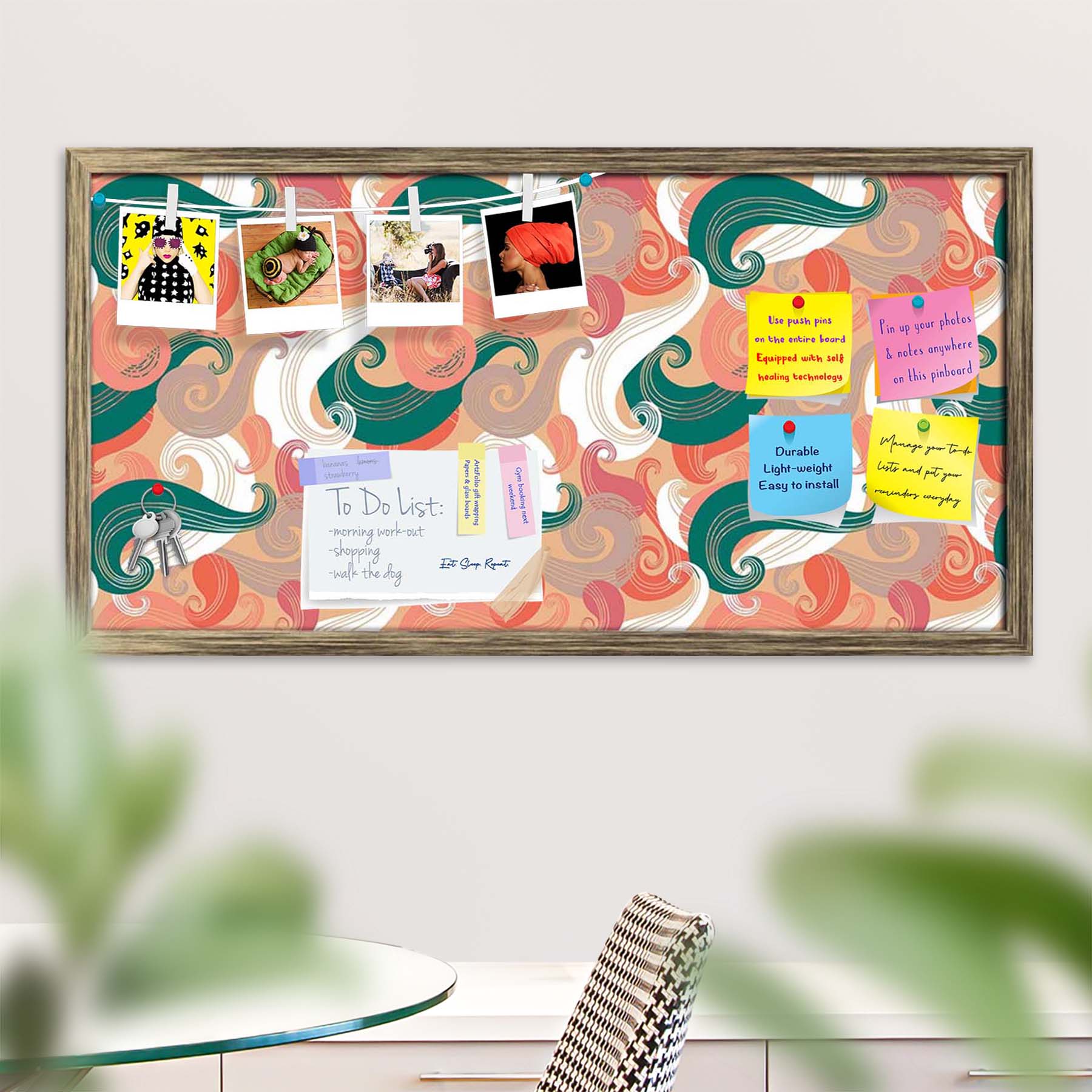 Colorful Wave Bulletin Board Notice Pin Board Soft Board | Framed