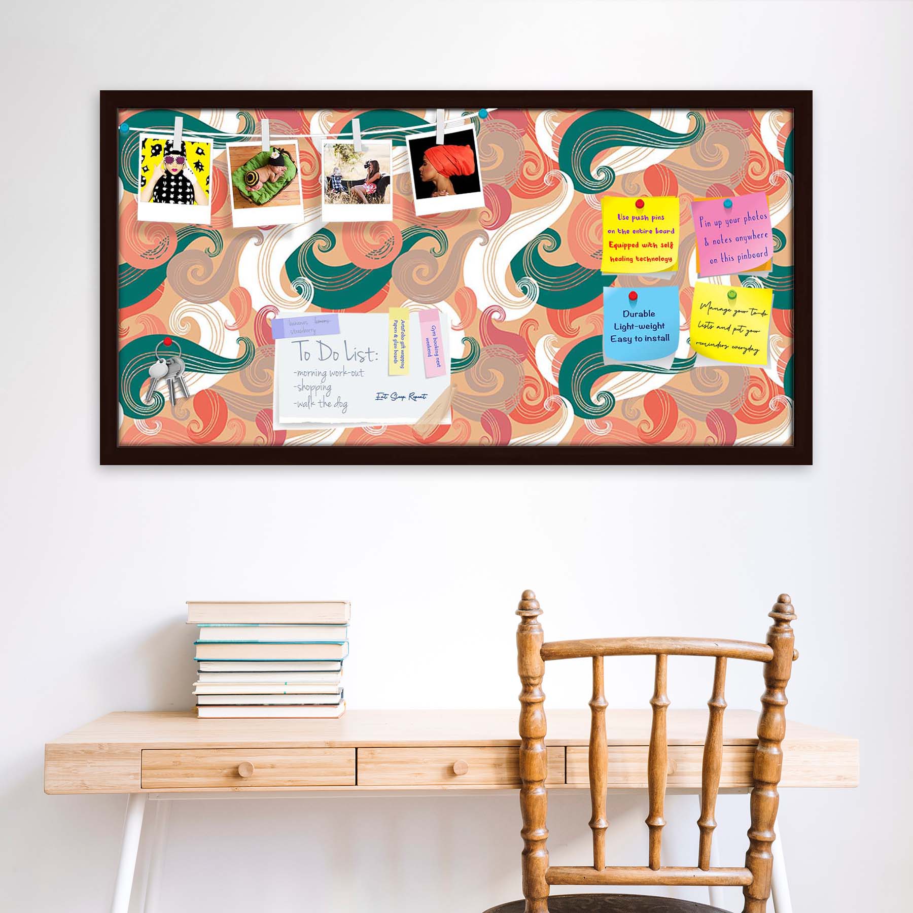 Colorful Wave Bulletin Board Notice Pin Board Soft Board | Framed