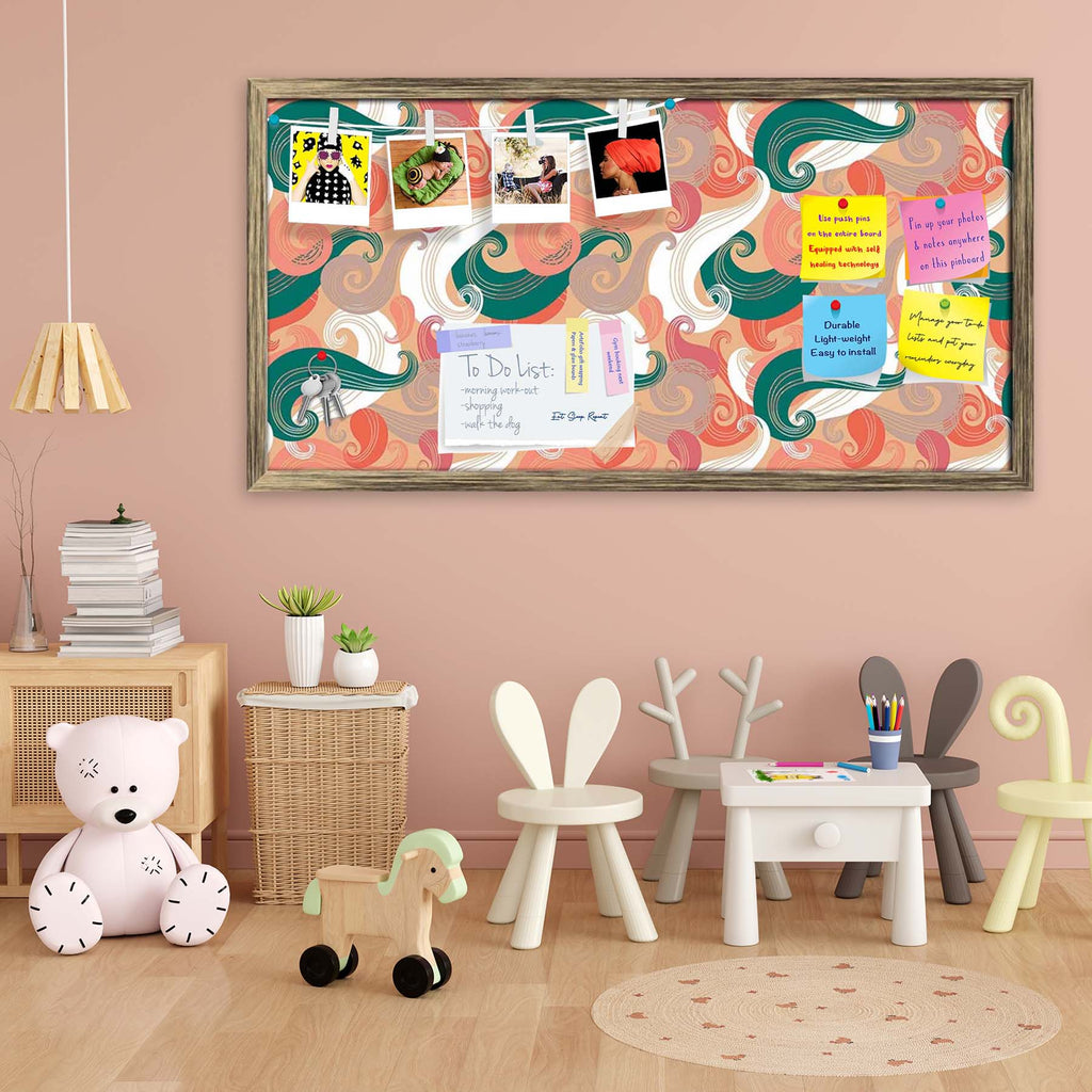 Colorful Wave Bulletin Board Notice Pin Board Soft Board | Framed