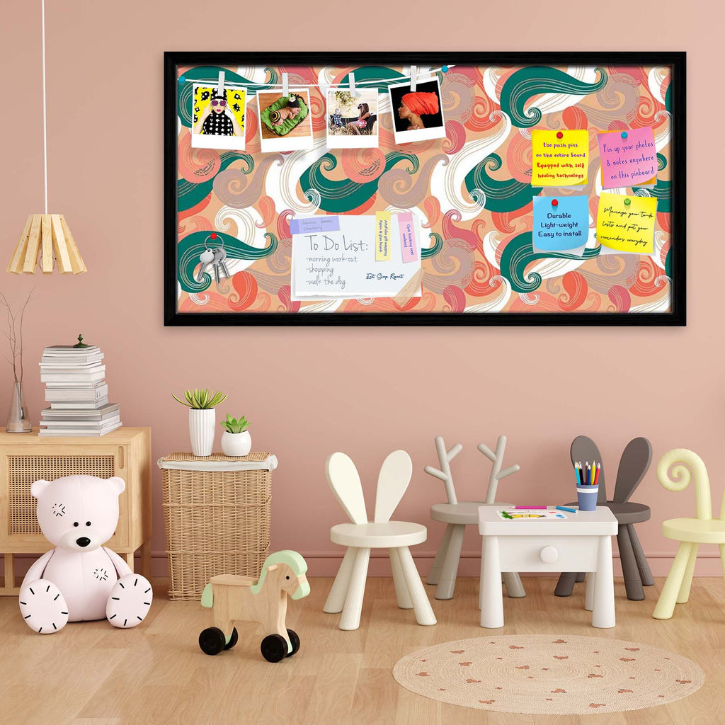 Colorful Wave Bulletin Board Notice Pin Board Soft Board | Framed