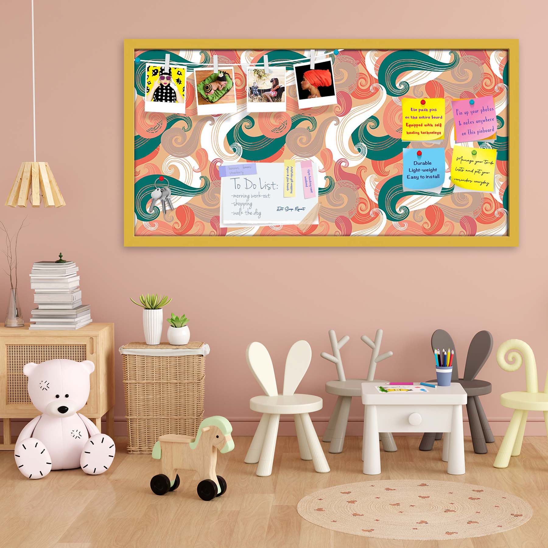 Colorful Wave Bulletin Board Notice Pin Board Soft Board | Framed
