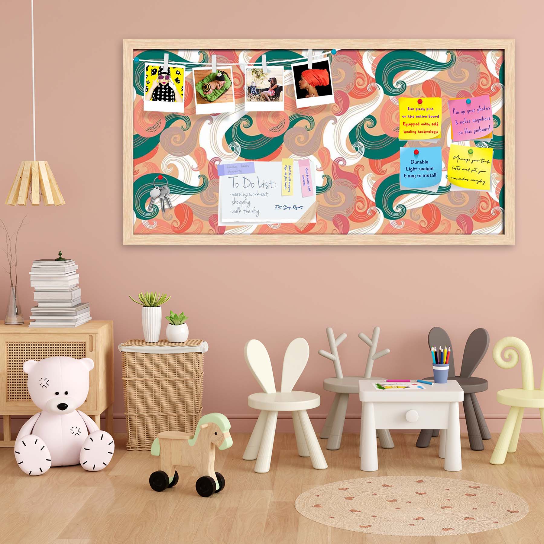 Colorful Wave Bulletin Board Notice Pin Board Soft Board | Framed