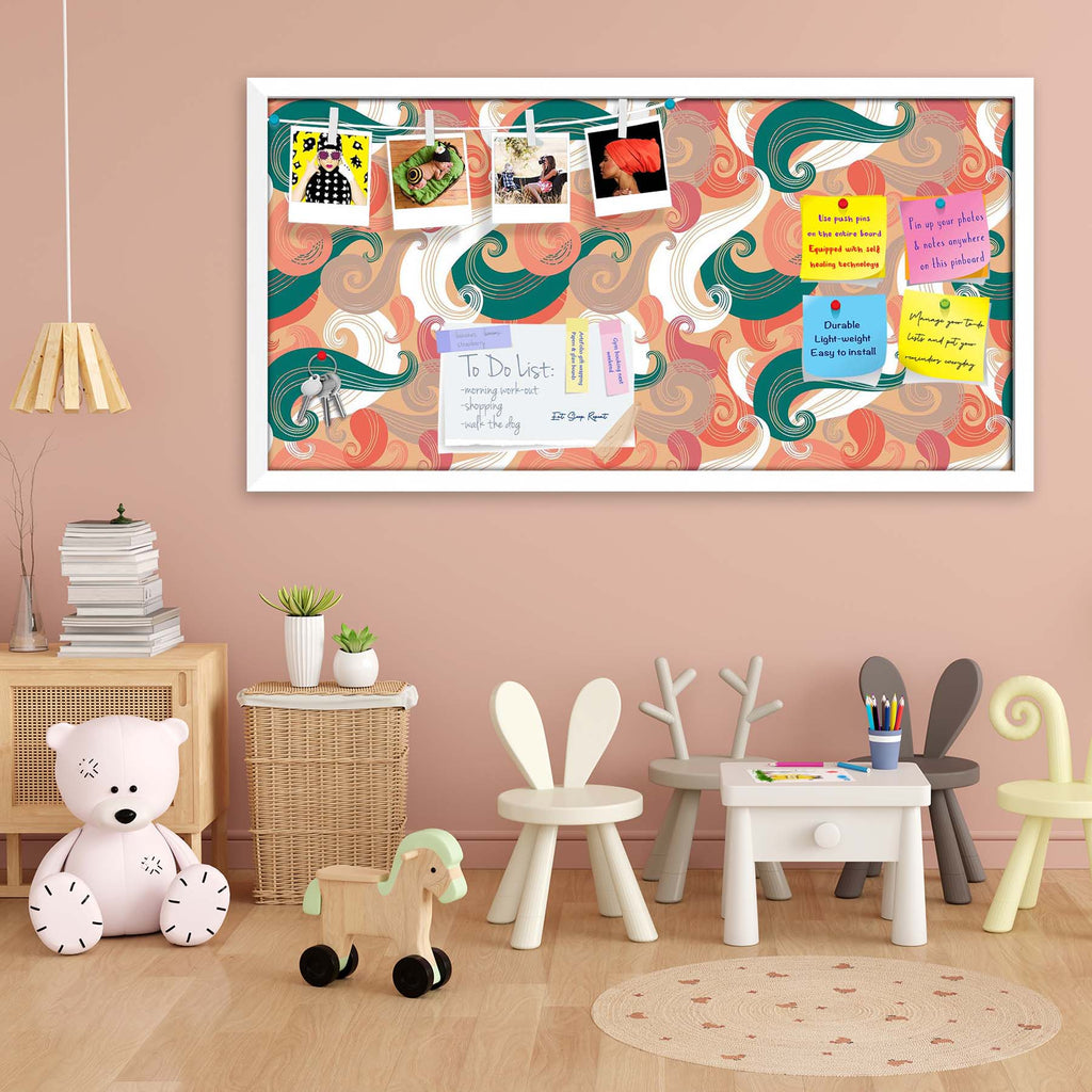 Colorful Wave Bulletin Board Notice Pin Board Soft Board | Framed