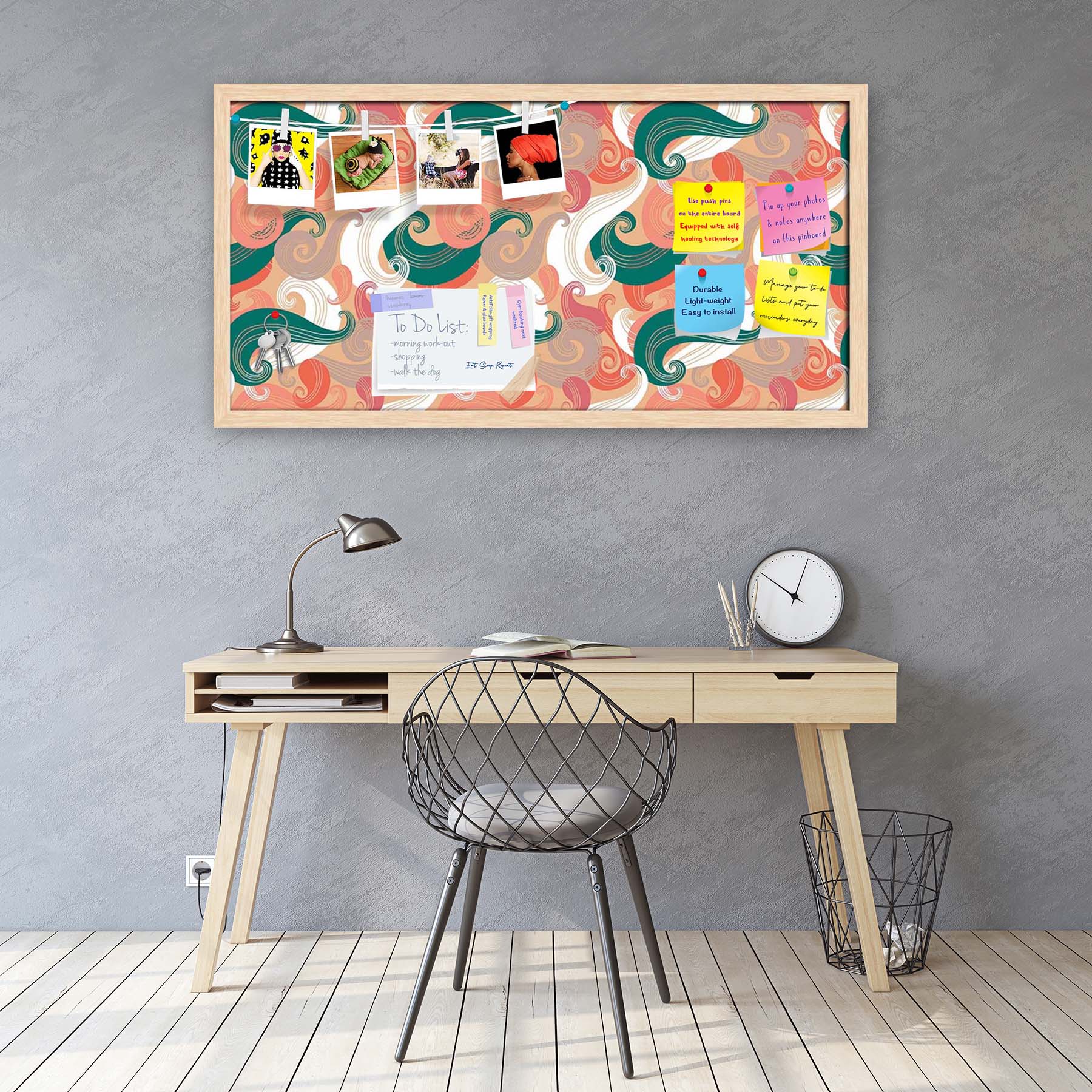 Colorful Wave Bulletin Board Notice Pin Board Soft Board | Framed