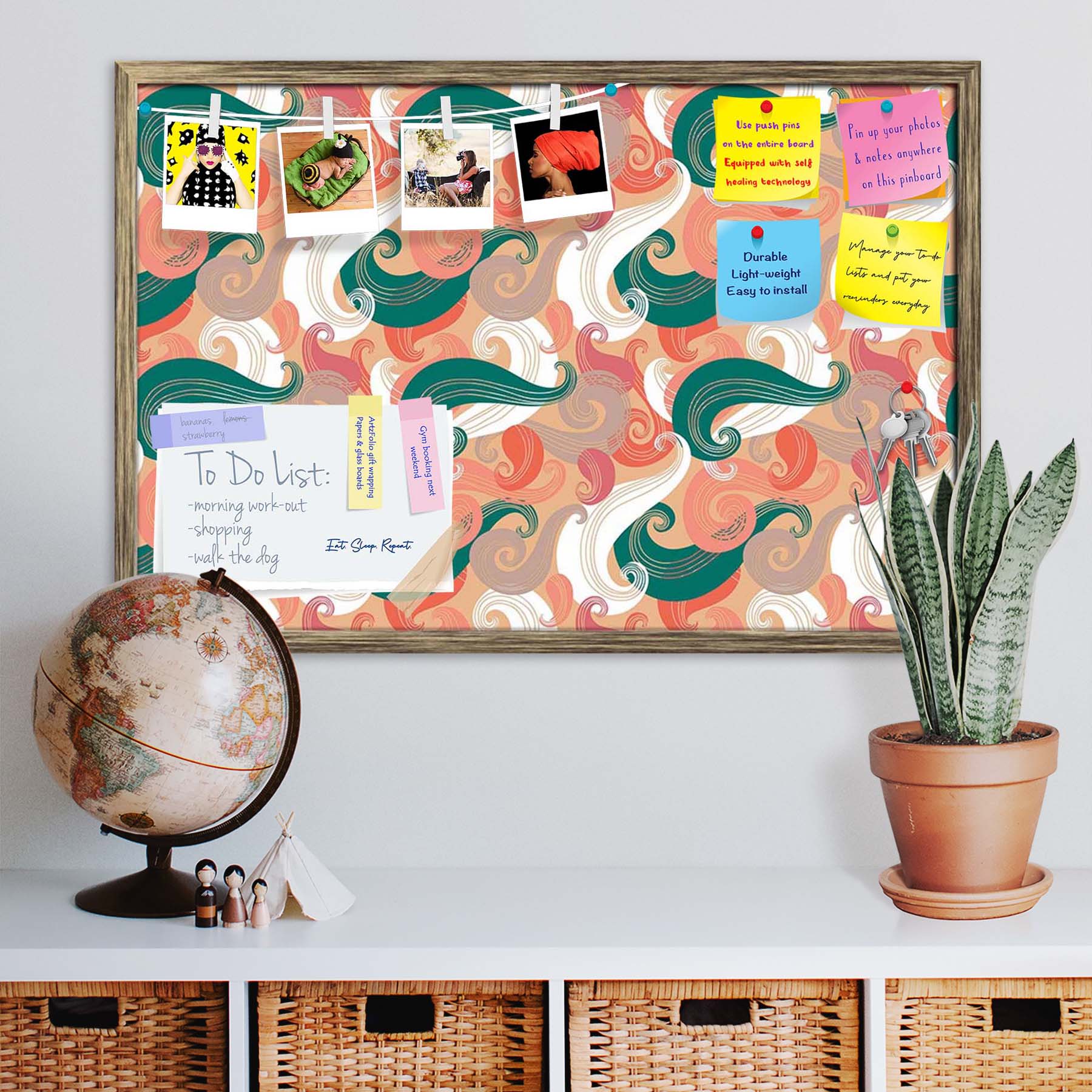 Colorful Wave Bulletin Board Notice Pin Board Soft Board | Framed