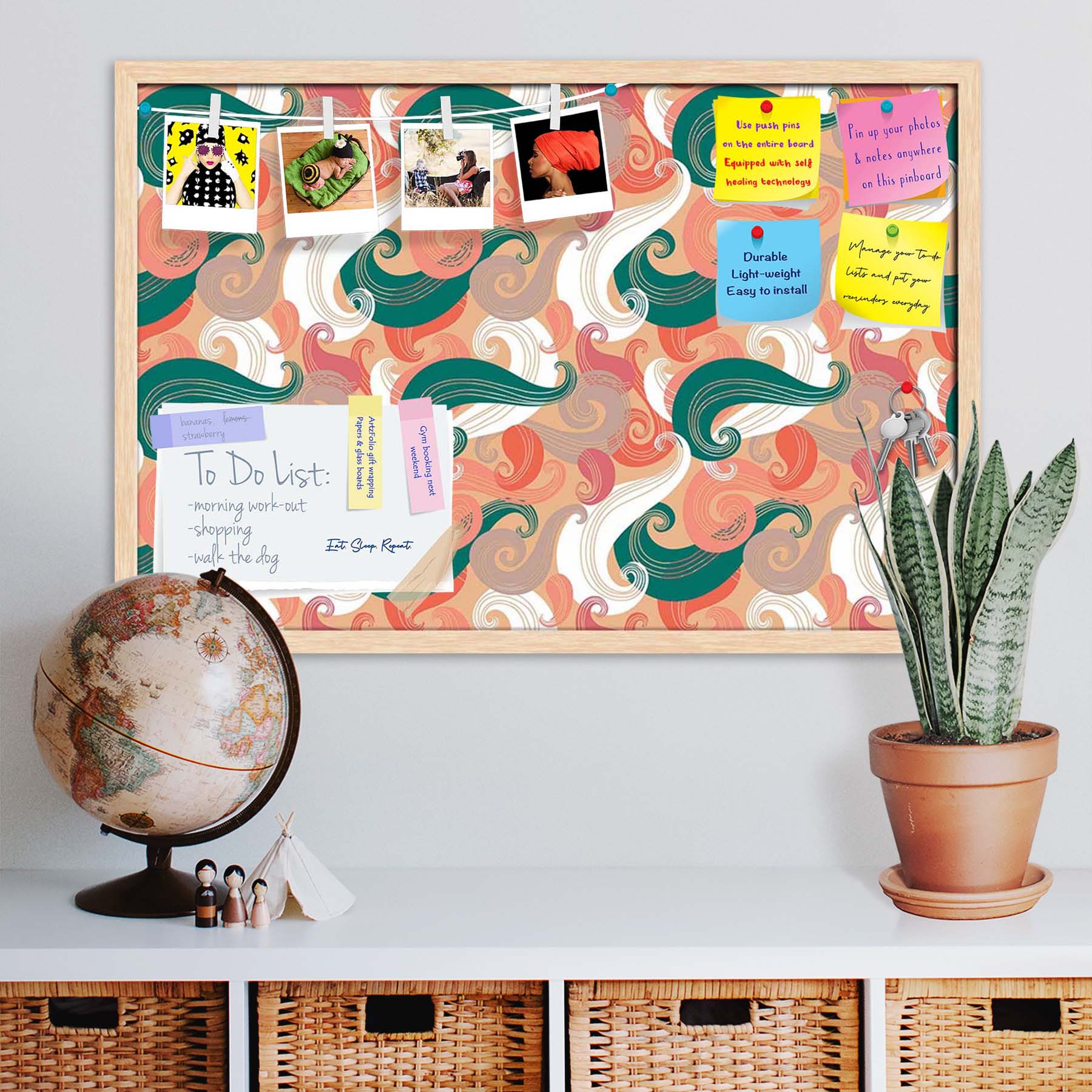Colorful Wave Bulletin Board Notice Pin Board Soft Board | Framed
