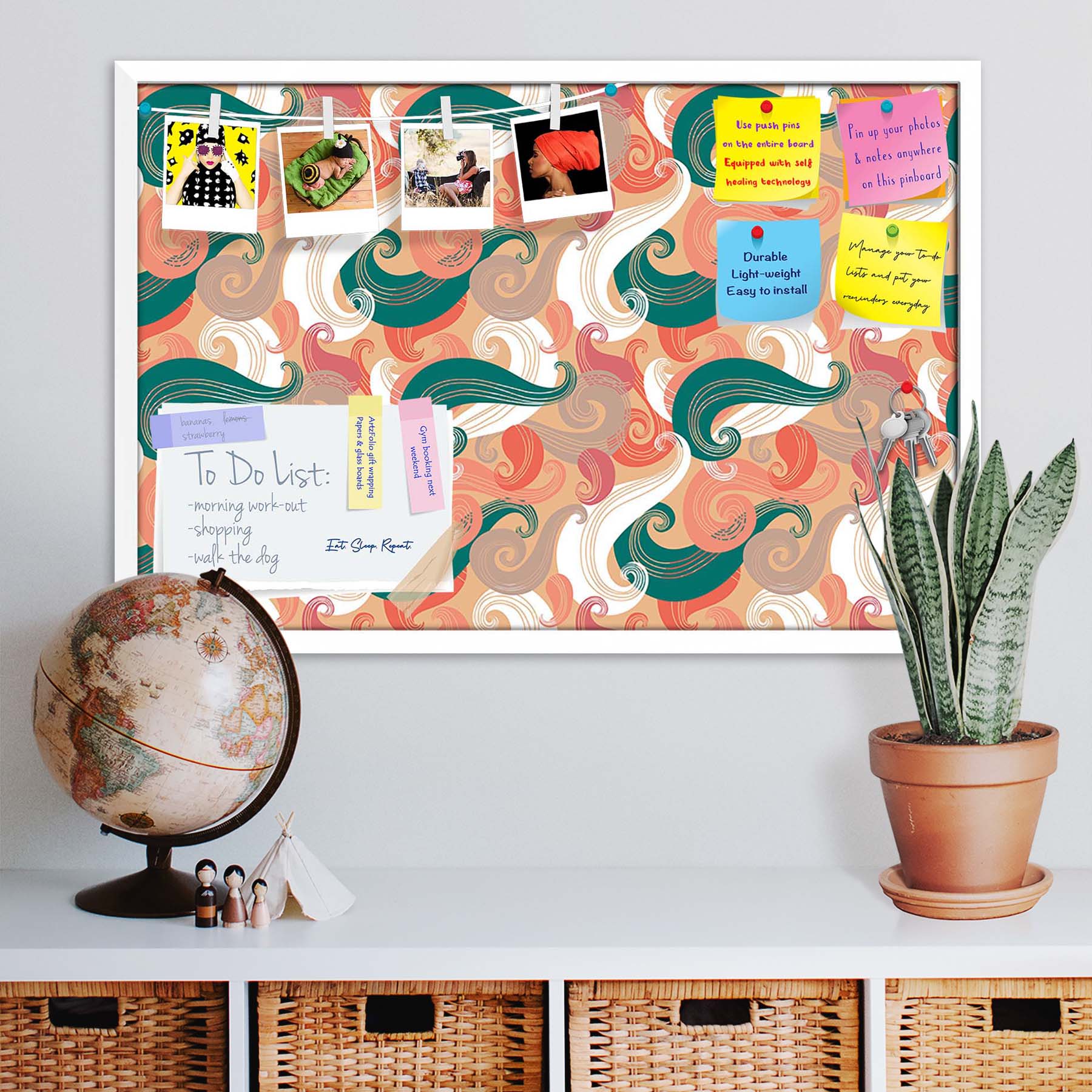 Colorful Wave Bulletin Board Notice Pin Board Soft Board | Framed