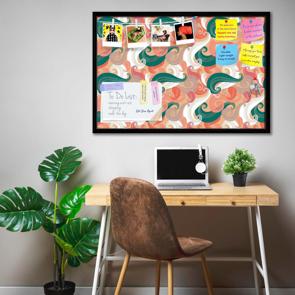 Colorful Wave Bulletin Board Notice Pin Board Soft Board | Framed