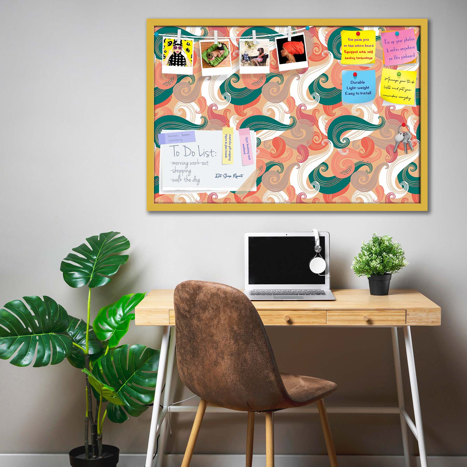 Colorful Wave Bulletin Board Notice Pin Board Soft Board | Framed