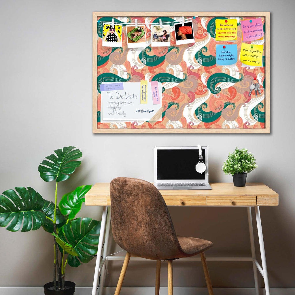 Colorful Wave Bulletin Board Notice Pin Board Soft Board | Framed