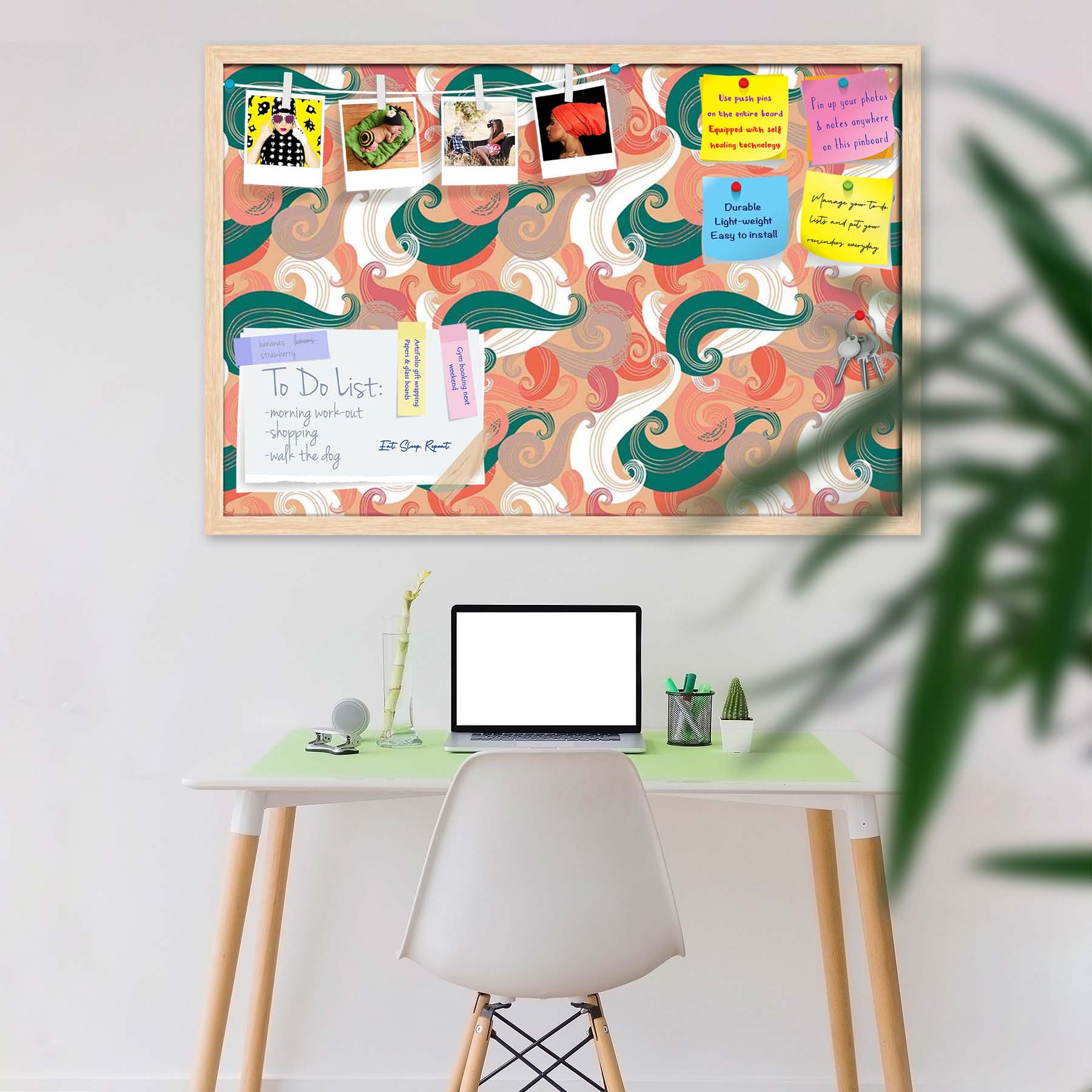 Colorful Wave Bulletin Board Notice Pin Board Soft Board | Framed
